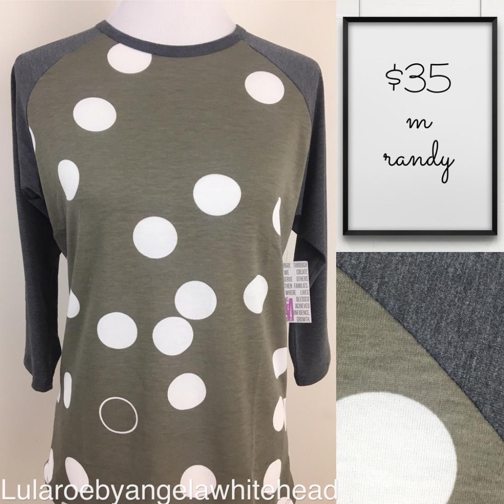 LuLaRoe Randy M-Baseball tee NWT gray/green/white